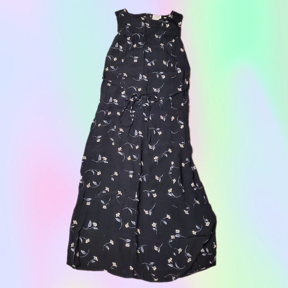 Ann Taylor Black Dress with White Floral Design